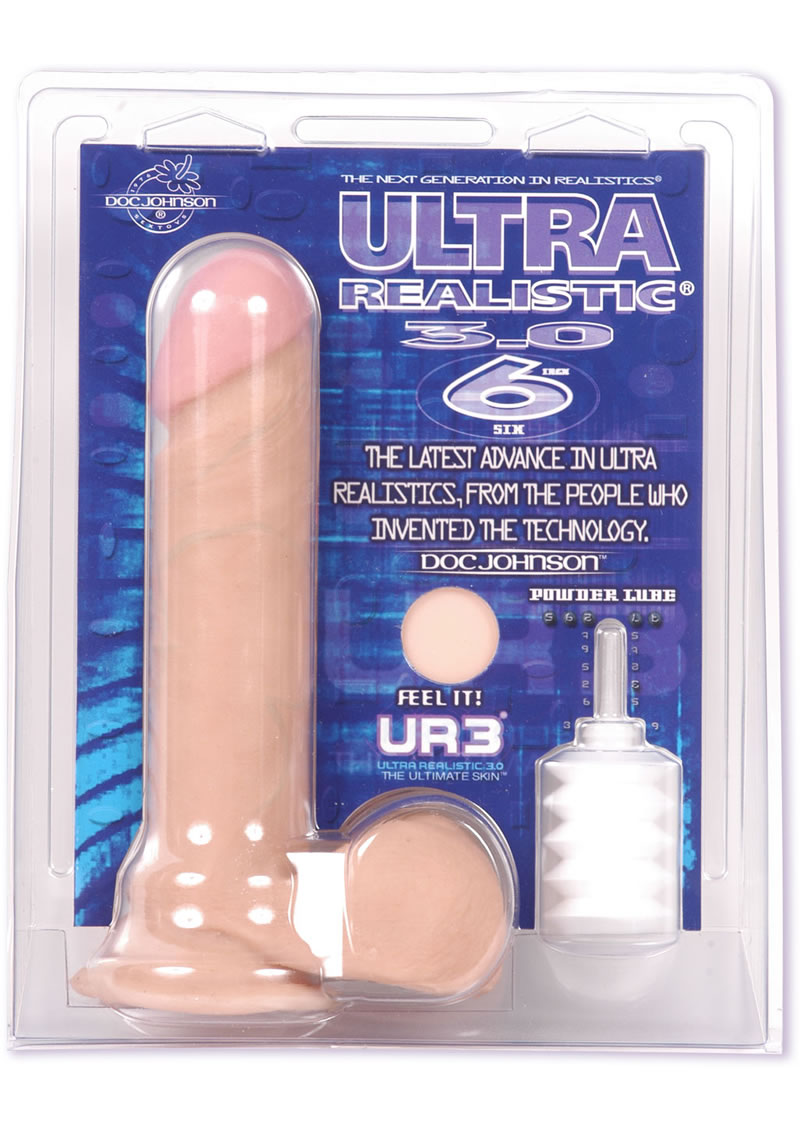 UR3 Ultra Realistic Cock With Balls 6 Inch White