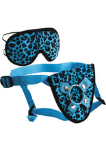 Load image into Gallery viewer, Furplay Harness And Mask Set Blue Leopard