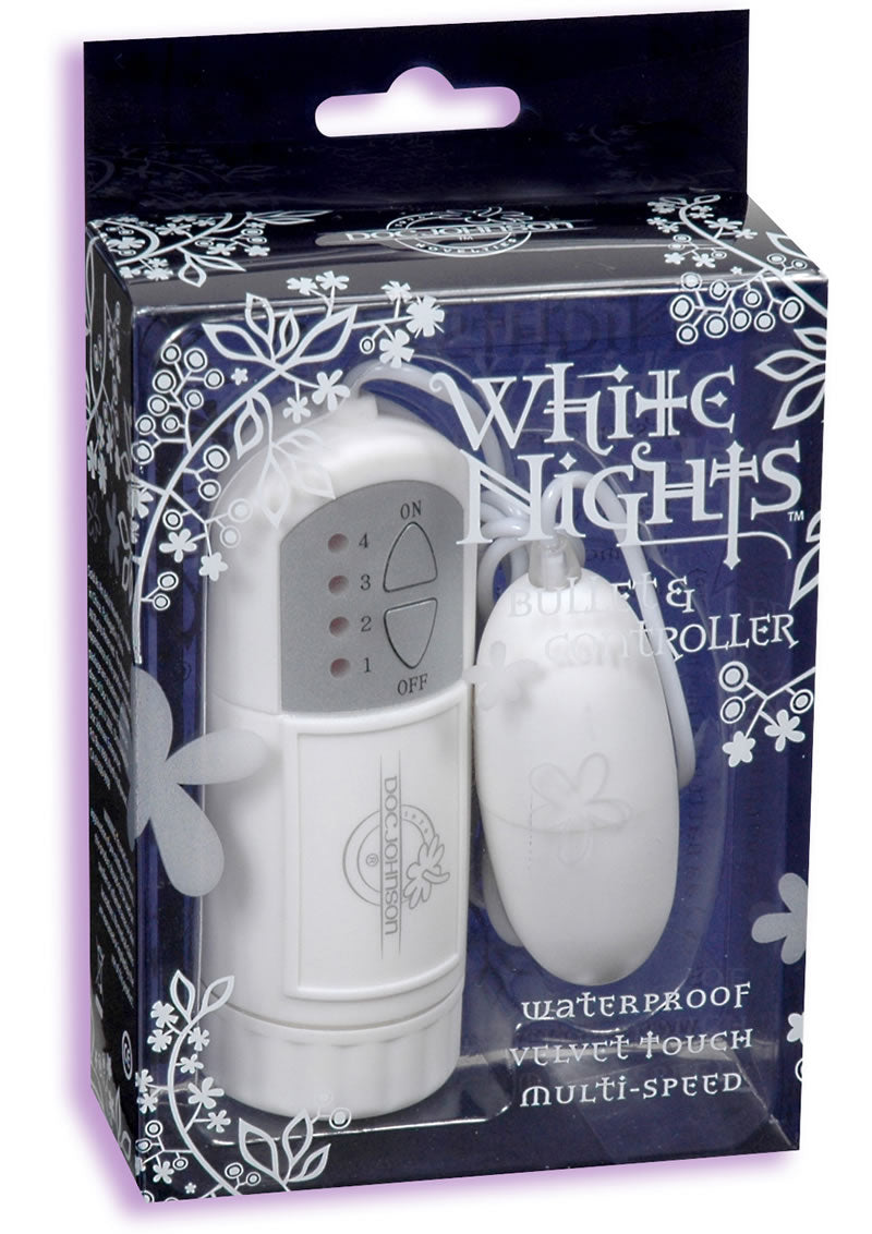 White Nights Velvet Touch Bullet And Controller Waterproof White