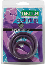 Load image into Gallery viewer, Nitrile Cock Ring Set 3 Sizes Per Pack Purple