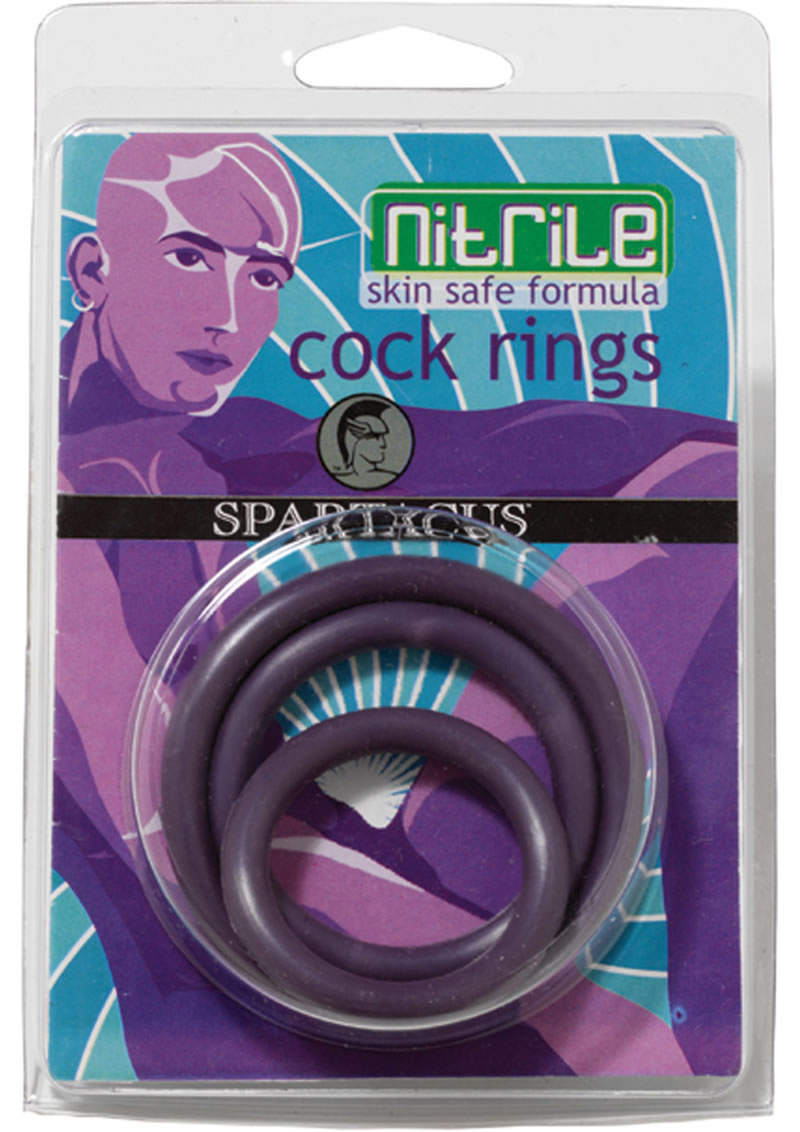 Nitrile Cock Ring Set 3 Sizes Per Pack Purple