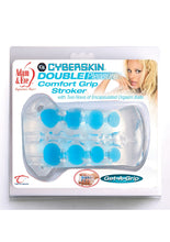 Load image into Gallery viewer, Adam And Eve CyberSkin Double Pleasure Comfort Grip Stroker Waterproof Blue
