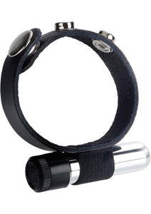 COLT LEATHER COCK RING WITH REMOVABLE BULLET WATERPROOF