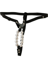 Load image into Gallery viewer, Lovers Thong With Pleasure Pearls Black