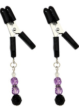 Load image into Gallery viewer, Purple Beaded Nipple Clamps With Jumper Cable Tip Purple