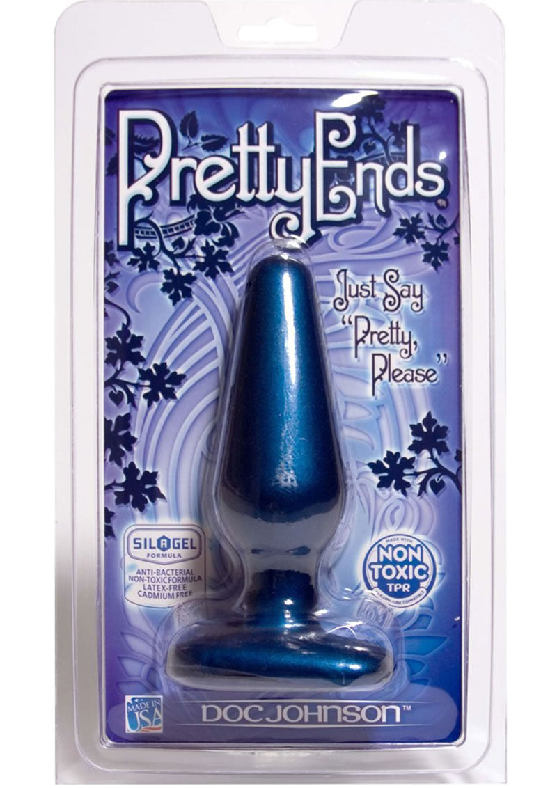 Pretty Ends Iridescent Butt Plug Medium Sil A Gel 5.5 Inch Midnight Blue