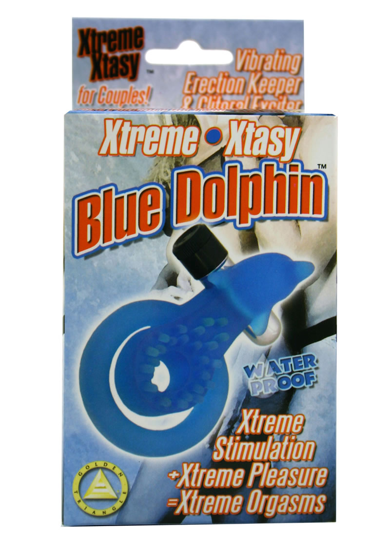 XTREME XTASY BLUE DOLPHIN VIBRATING COCK RING WATERPROOF
