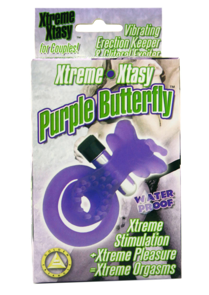 XTREME XTASY PURPLE BUTTERFLY VIBRATING COCK RING WATERPROOF