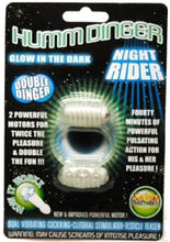 Load image into Gallery viewer, Humm Dinger Night Rider Double Dinger Vibrating Cock Ring Glow In The Dark