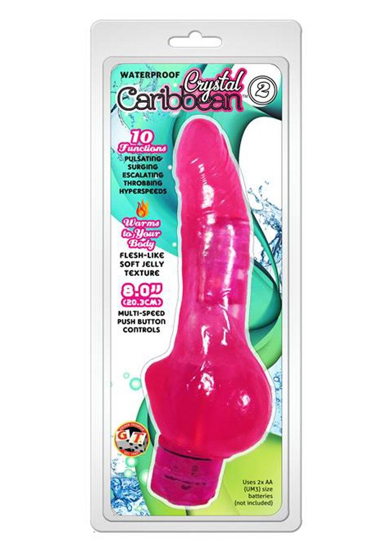 Crystal Caribbean Number 2 Jelly Realistic Vibrator Waterproof Pink 8 Inch