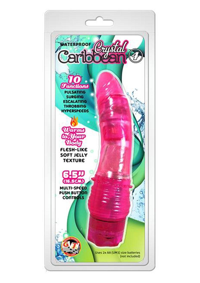 Crystal Caribbean Number 4 Jelly Realistic Vibrator Waterproof Pink 6.5 Inch