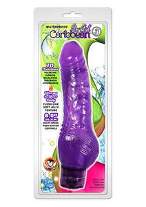 Crystal Caribbean Number 3 Jelly Realistic Vibrator Waterproof Purple 8 Inch