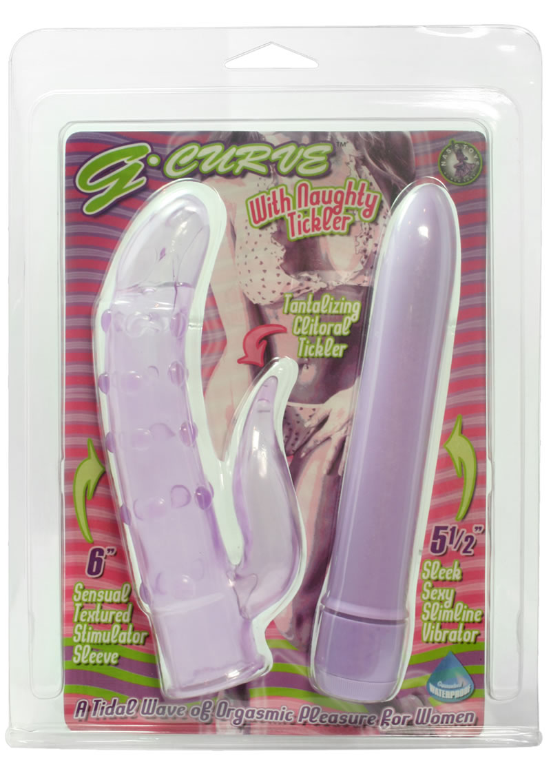 G Curve With Naughty Tickler Vibrator With Sleeve Waterproof Lavender