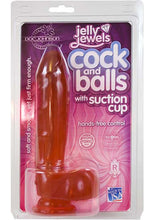 Load image into Gallery viewer, Jelly Jewels Cock And Balls With Suction Cup 8 Inch Ruby