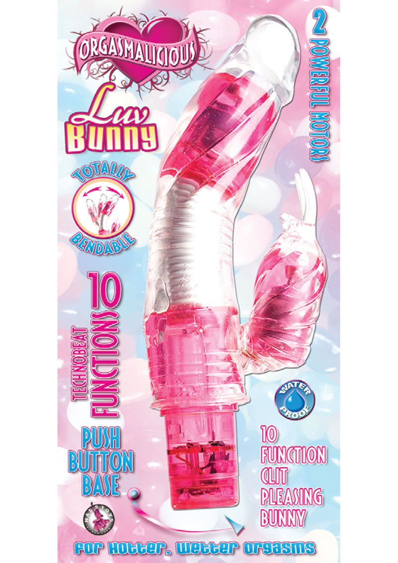 Orgasmalicious Luv Bunny Vibrator Waterproof Cotton Candy Pink