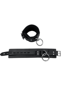 Lavish Deluxe Locking Ankle Restraints With Real Fleece Lining Black