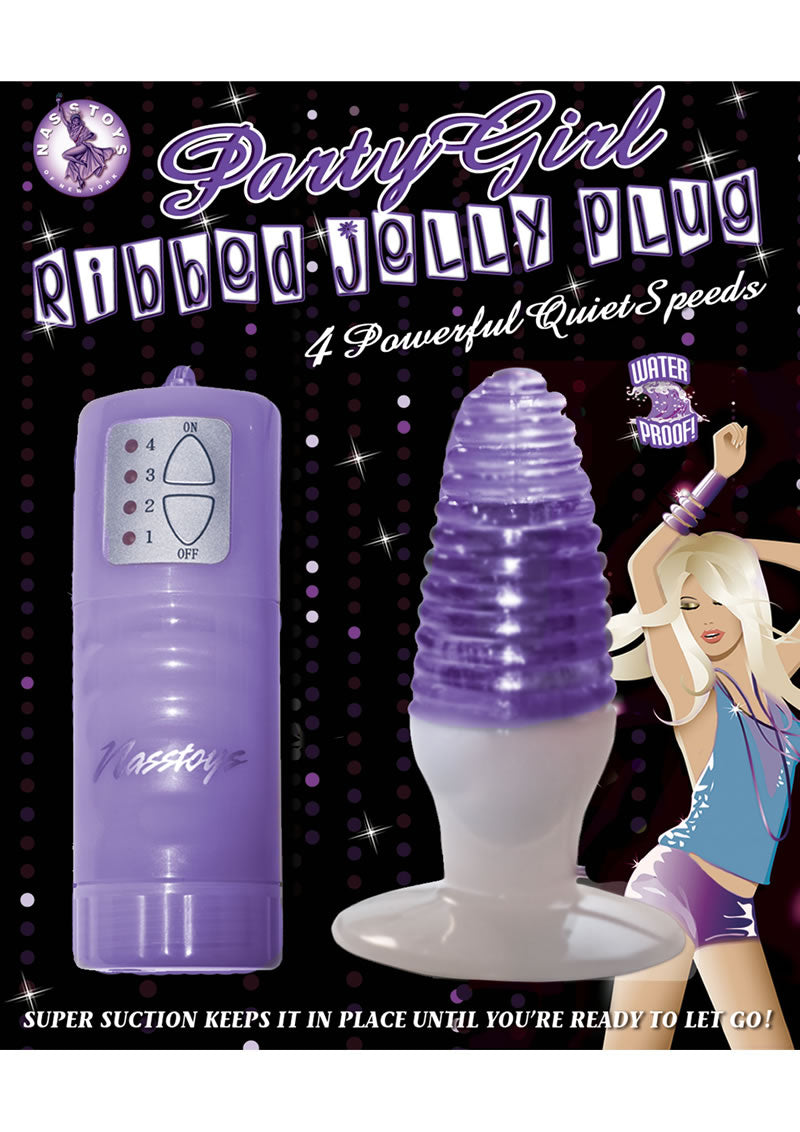 Party Girl Ribbed Jelly Plug Waterproof Purple