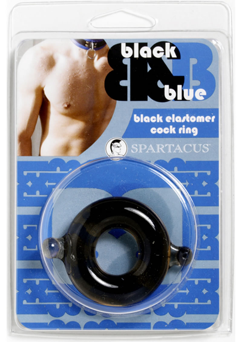 Black And Blue Elastomer Cock Ring Black