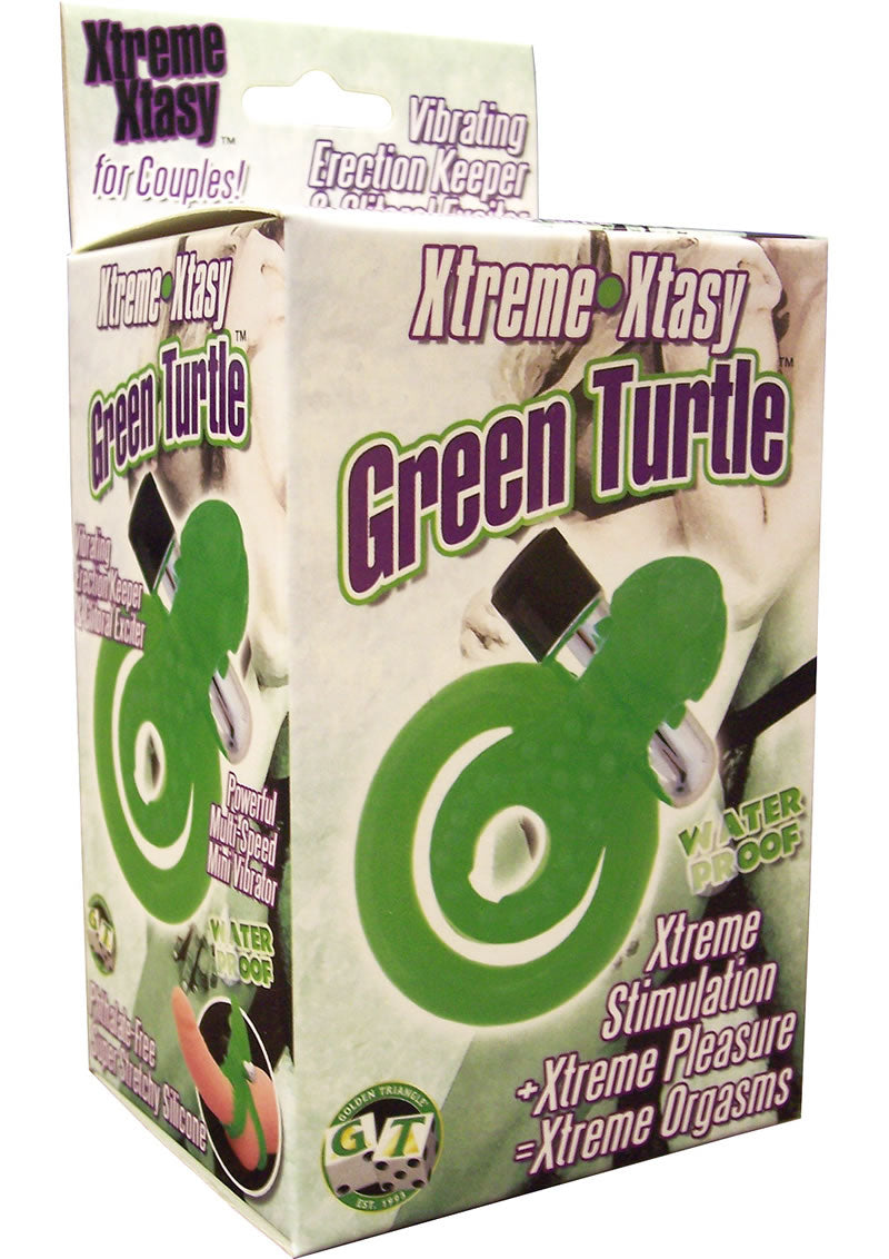 XTREME XTASY GREEN TURTLE VIBRATING COCK RING WATERPROOF