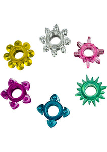 Tower Of Power Cock Rings 6 Pack Multi Color