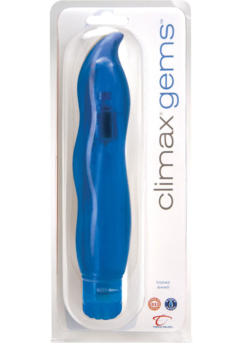 Climax Gems Topaz Swell Vibrator Waterproof 8.25 Inch Blue