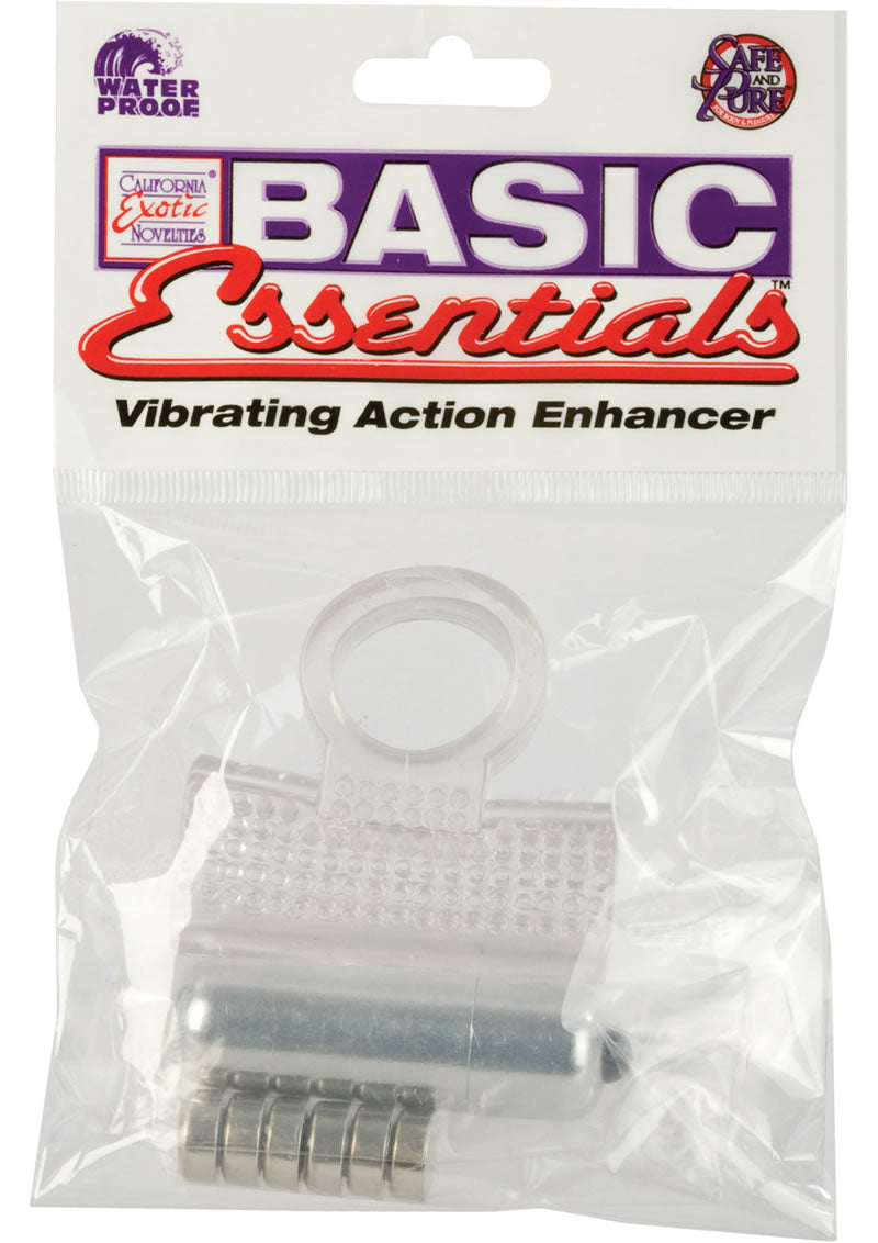 Basic Essentials Vibrating Action Enhancer With Removable Stimulator Clear