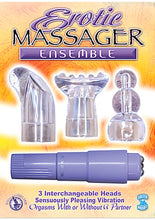 Load image into Gallery viewer, Erotic Massager Ensemble 3 Interchangeable Heads Waterproof Purple