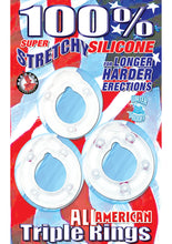Load image into Gallery viewer, All American Triple Rings Silicone Cockrings Waterproof Clear