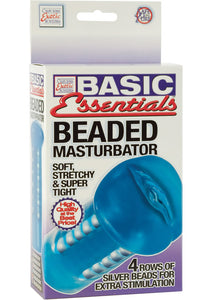 Basic Essentials Beaded Masturbator 5 Inch Blue