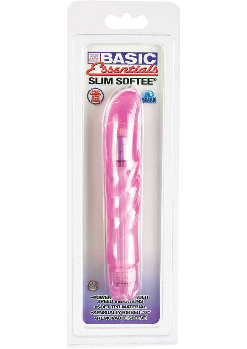 Basic Essentials Slim Softee Vibe With Removable G Sleeve Waterproof 5.5 Inch Pink