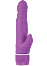 Load image into Gallery viewer, Spellbound Stud Double Jack Multispeed Realistic Vibrator With Clit Stimulator Waterproof Purple 4.75 Inch