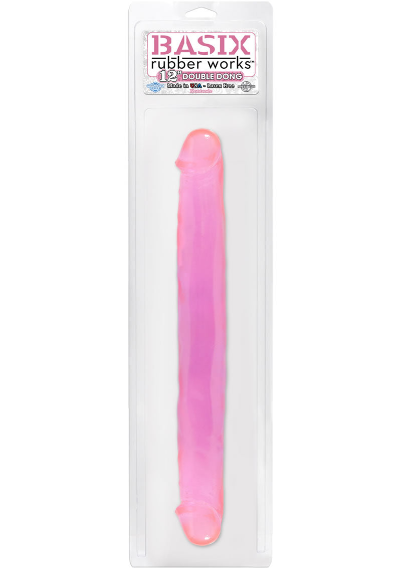 Basix Rubber Works 12 Inch Double Dong Waterproof Pink