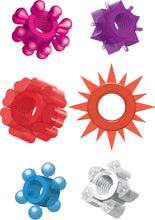 Load image into Gallery viewer, Pleasure Stars Jelly Cock Rings 6 Pack Assorted Colors