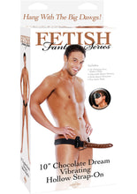 Load image into Gallery viewer, Fetish Fantasy Series Chocolate Dream Vibrating Hollow Strap On Brown 10 Inch