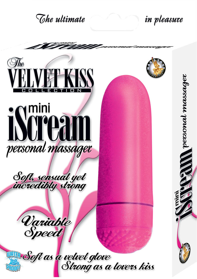 The Velvet Kiss Collection Mini iScream Personal Massager Waterproof 4 Inch Pink