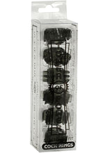 Load image into Gallery viewer, Tower Of Power Cock Rings 6 Pack Black