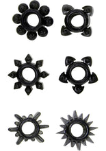 Load image into Gallery viewer, Tower Of Power Cock Rings 6 Pack Black