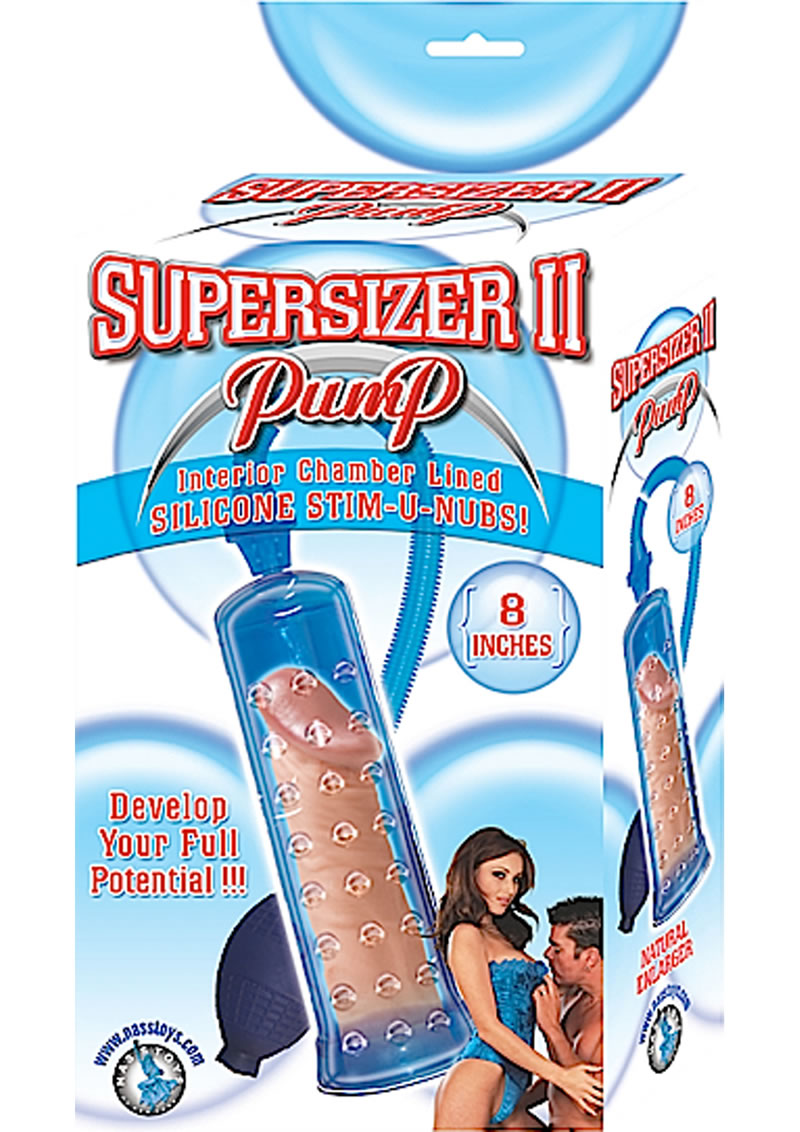 Supersizer II Penis Pump Chamber Lined With Silicone Nubs 8 Inch Blue