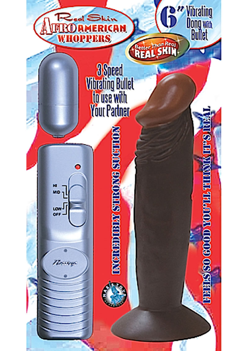 Real Skin Afro American Whoppers Vibrating Dong 8 Inch Brown