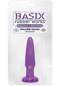 Basix Rubber Works Beginners Butt Plug Waterproof 3.75 Inch Purple