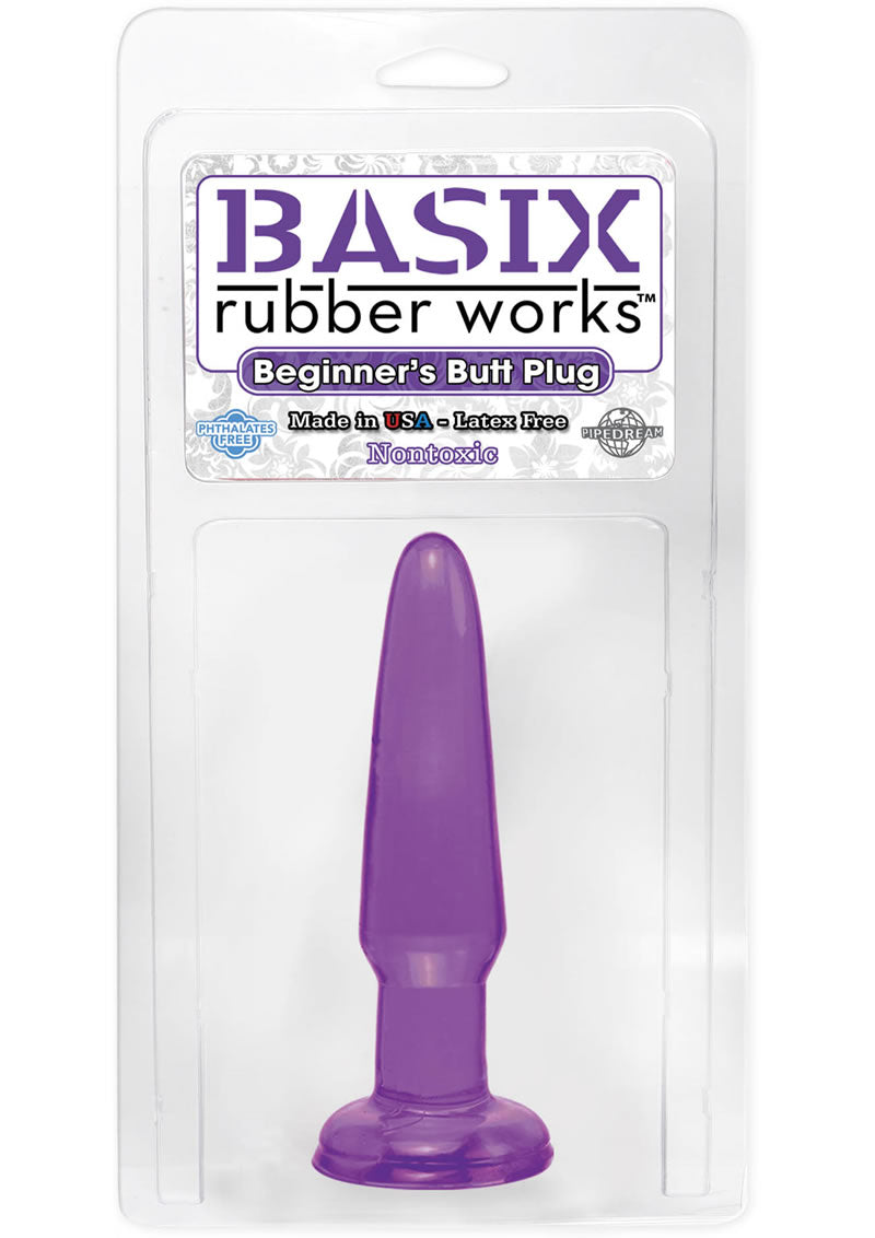 Basix Rubber Works Beginners Butt Plug Waterproof 3.75 Inch Purple