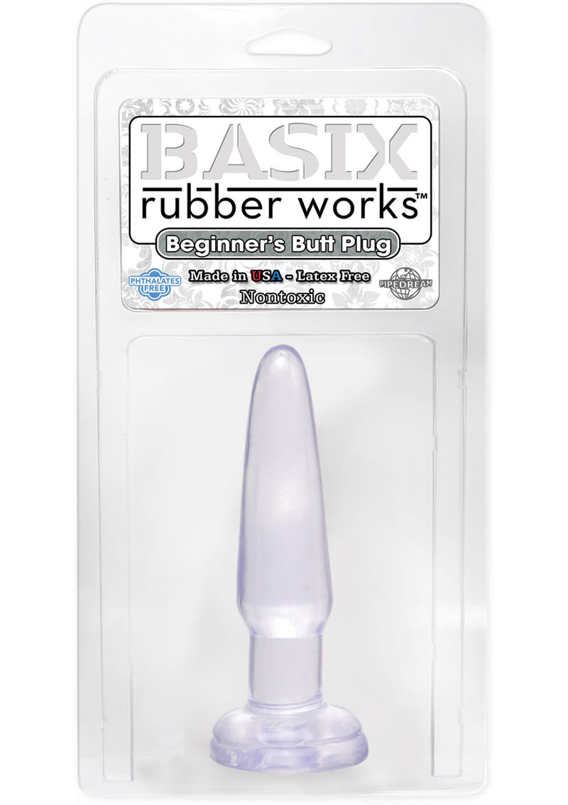 Basix Rubber Works Beginners Butt Plug Waterproof 3.75 Inch Clear