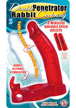 Load image into Gallery viewer, Double Penetrator Rabbit Cockring Vibrating Waterproof Red