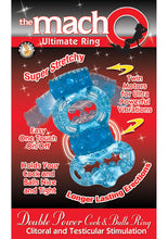 Load image into Gallery viewer, The Macho Ultimate Ring Double Power Cock And Ball Ring Clitoral And Testicular Stimulator Blue