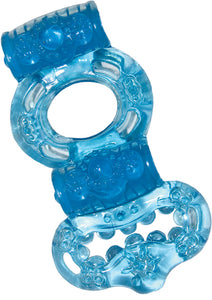 The Macho Ultimate Ring Double Power Cock And Ball Ring Clitoral And Testicular Stimulator Blue