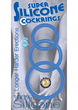 Load image into Gallery viewer, Super Silicone Cockrings Set Of 3 Rings Waterproof Blue