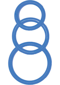 Super Silicone Cockrings Set Of 3 Rings Waterproof Blue