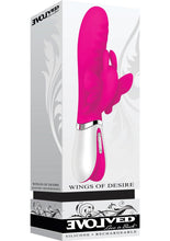 Load image into Gallery viewer, Wings of Desire Rechargeable Silicone Vibrator Waterproof Pink 7.75 Inch