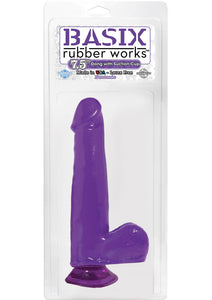 Basix Rubber Works 7.5 Inch Dong With Suction Cup Purple