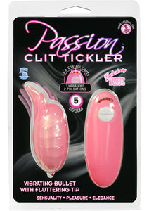 Passion Clit Tickler Vibrating Bullet With Fluttering Tip 5 Speed Waterproof Pink